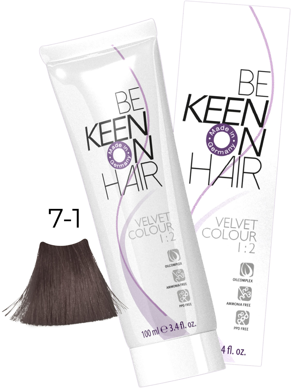 Крем-краска без аммиака VELVET COLOUR 7.1 Mittelblond Asch/ Натуральный пепельный блондин