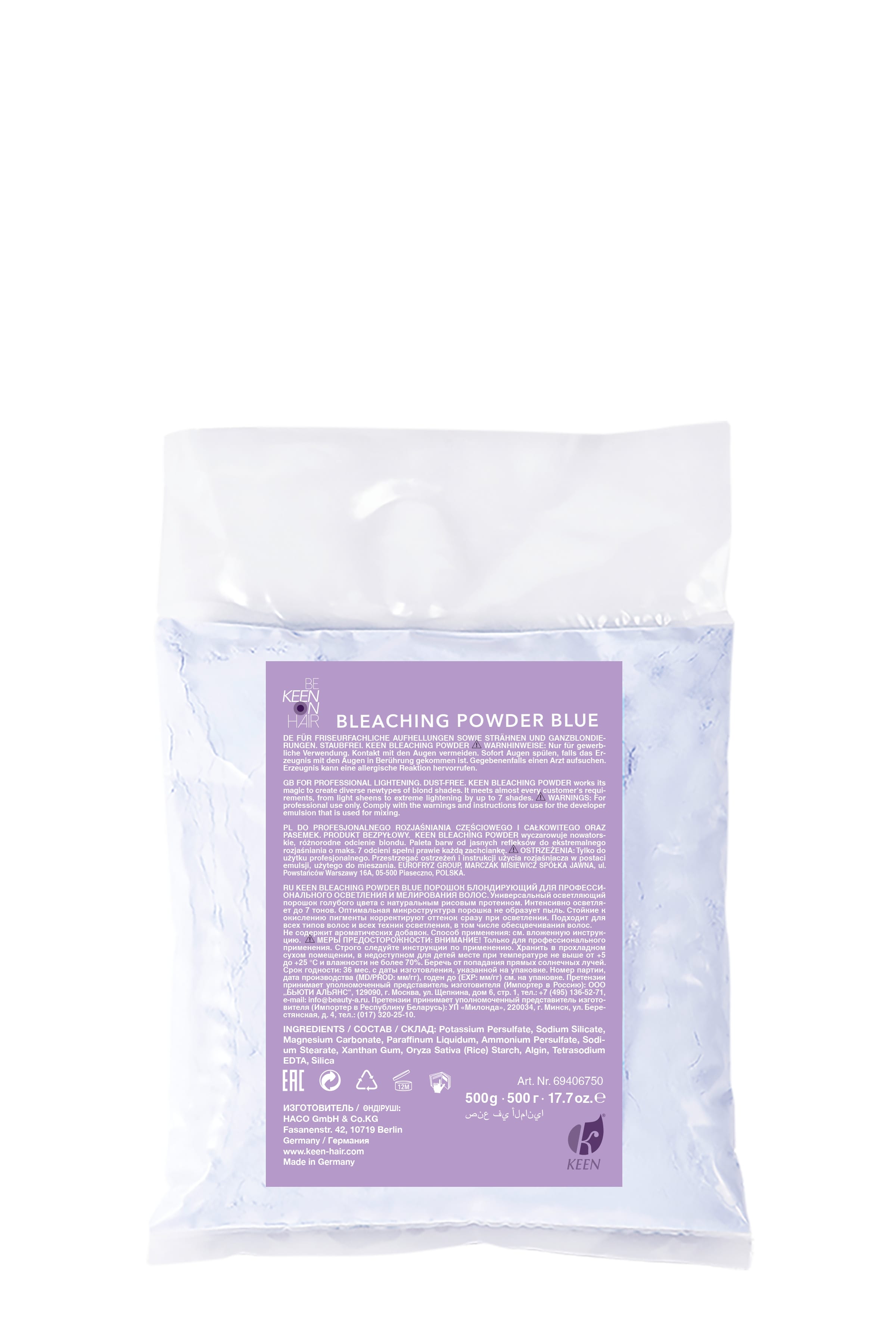 Блондирующий порошок KEEN BLEACHING POWDER ГОЛУБОЙ (пакет), 500 г