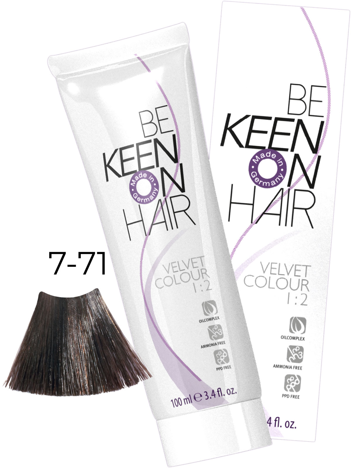 Крем-краска без аммиака VELVET COLOUR 7.71 Кораллово-коричневый/Mittelblond Braun-Asch (Koralle Bra